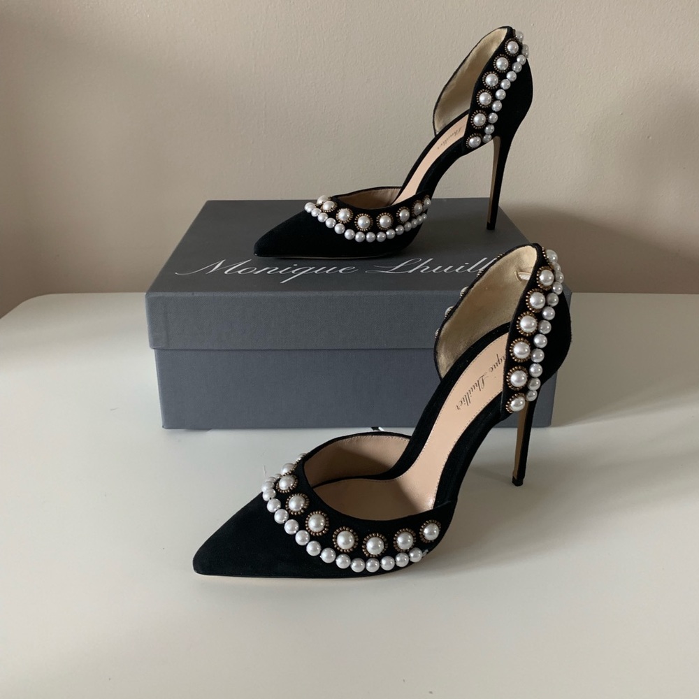 Monique Lhuillier Shannon Suede Pearl Pump